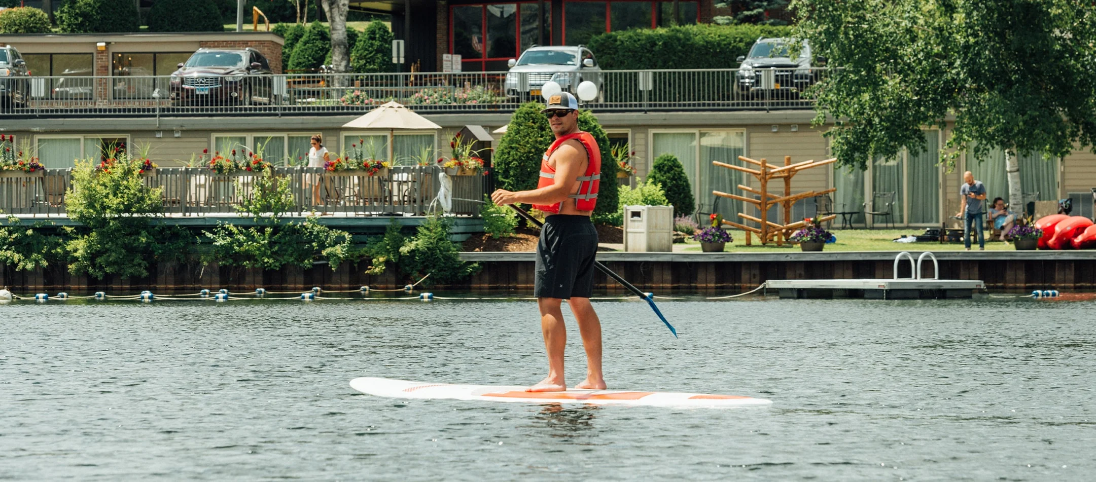 genteman riding kayak at High Peaks Resort - Lake Placid