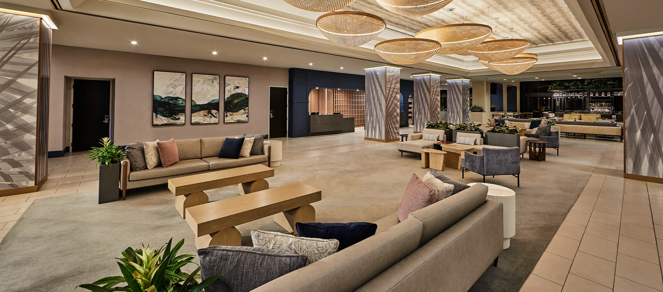 interior view of lobby at Hotel Fera Anaheim, a DoubleTree by Hilton