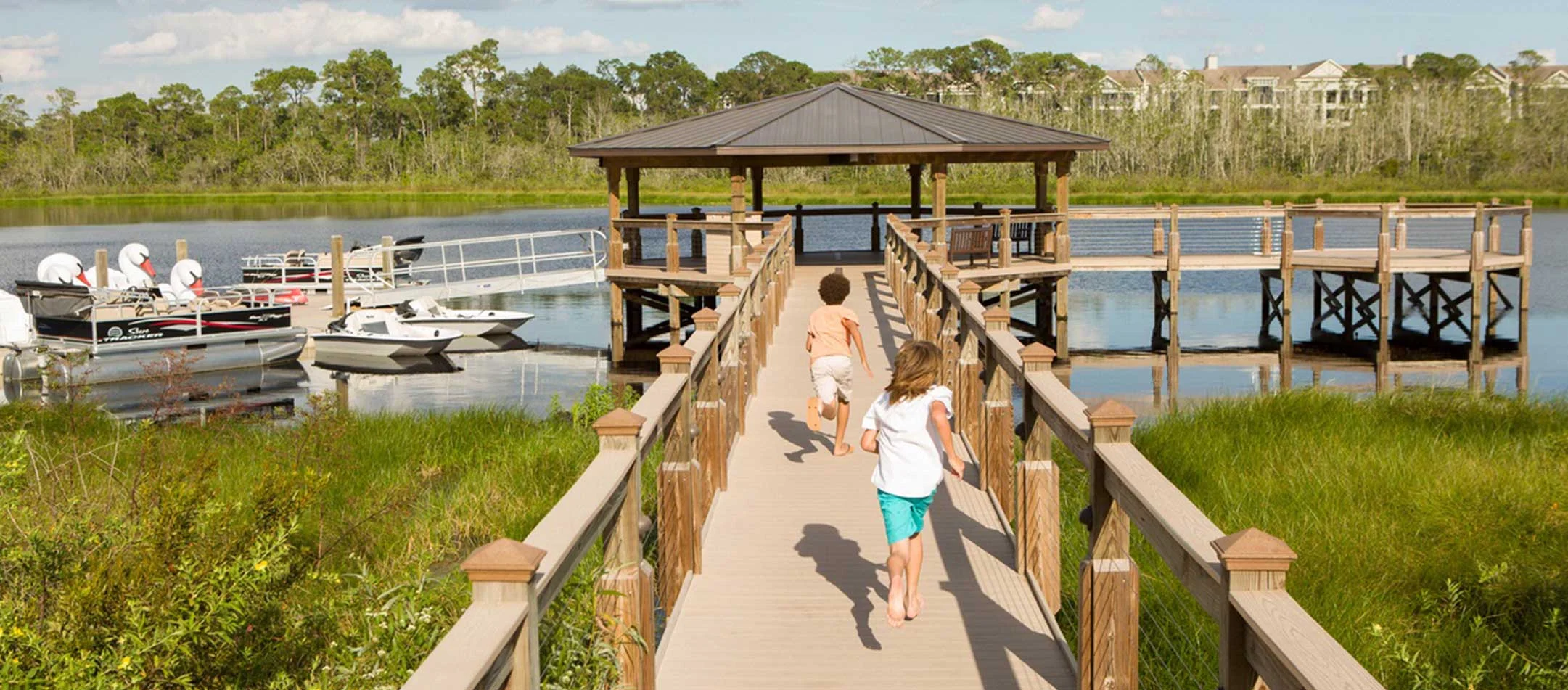 dock on lake austin at The Grove Resort & Water Park Orlando