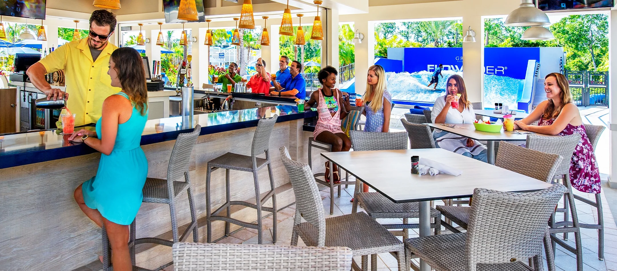 bar/restaurant area at The Grove Resort & Water Park Orlando