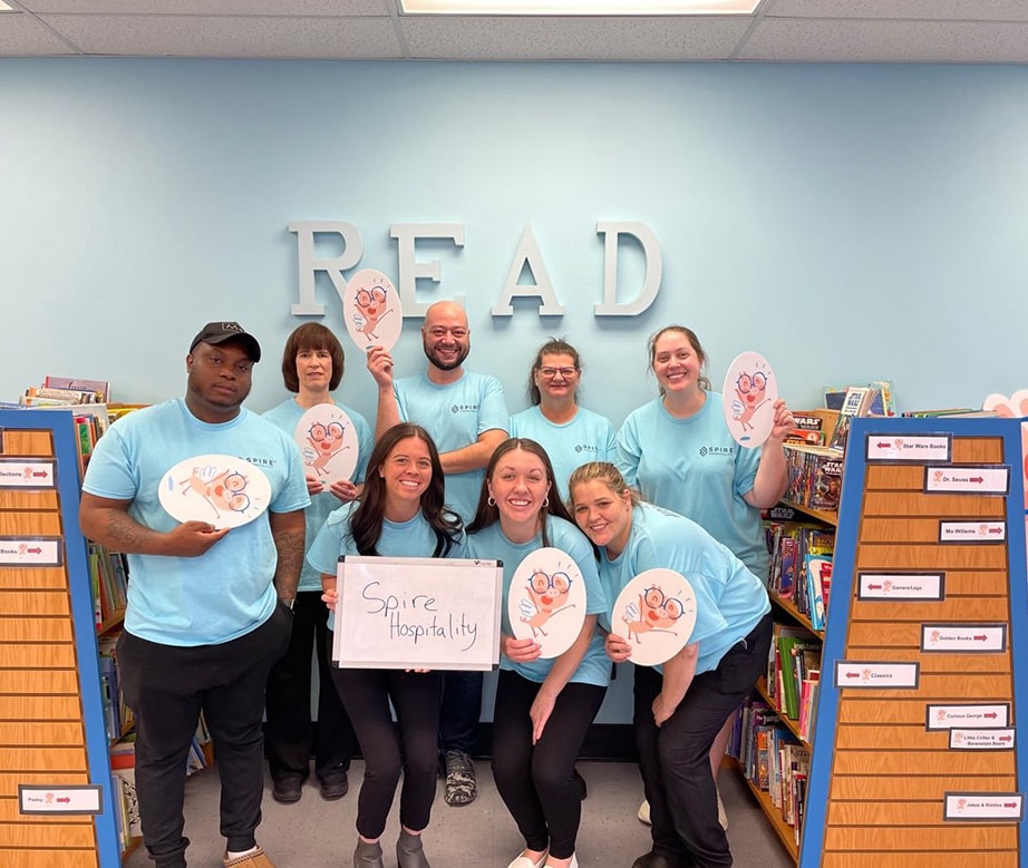 The Cincinnati Marriott at RiverCenter team stopped by the Queen City Book Bank