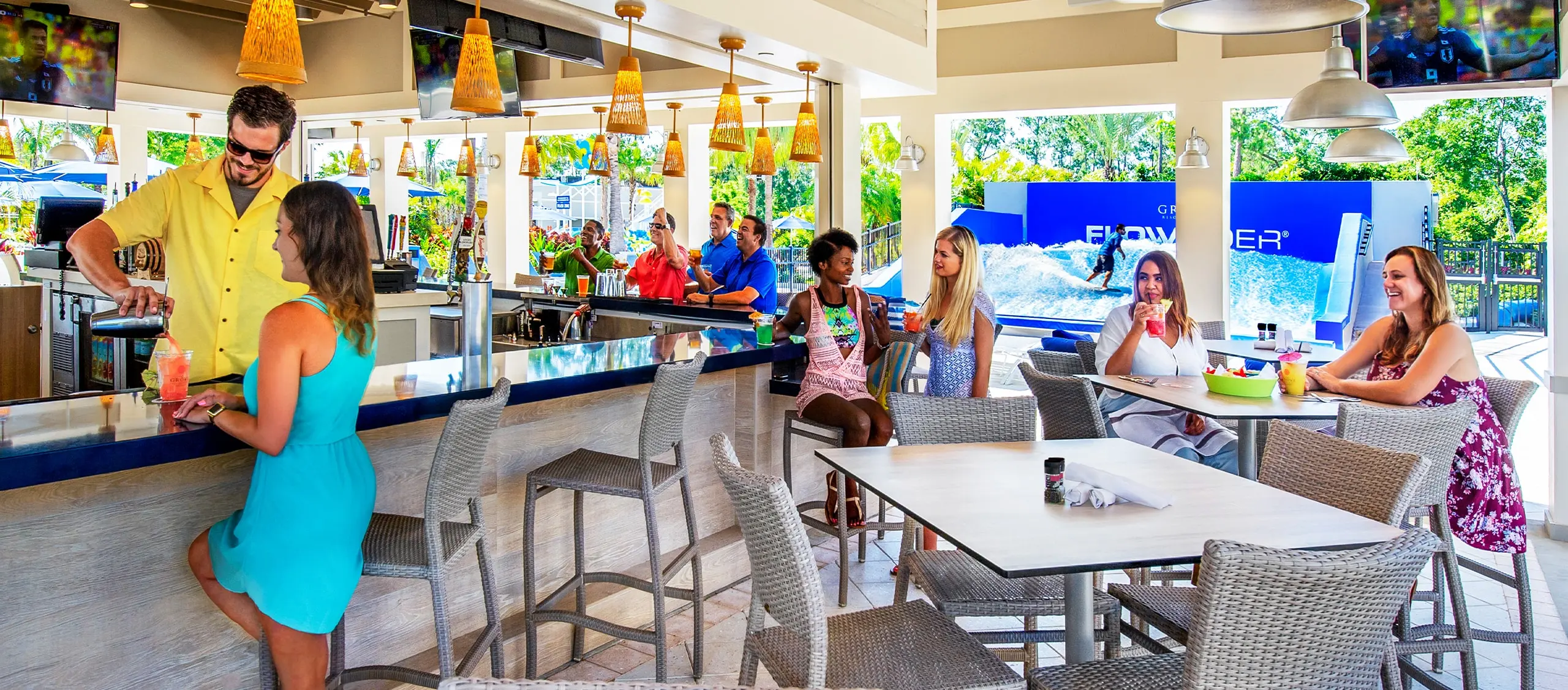 customers enjoying dinner at restaurant