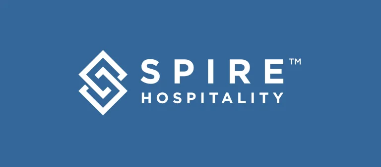 Spire Hospitality logo on a blue background