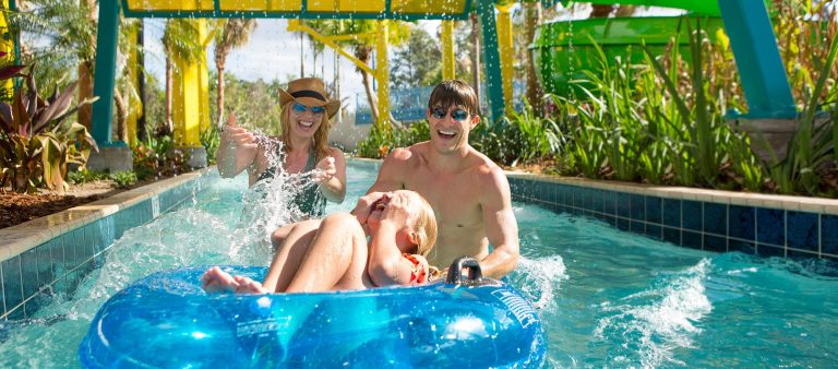 family inside of inner tube