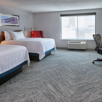 hotel room at hilton detroit downtown