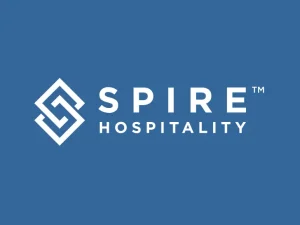 Spire Hospitality logo on a blue background