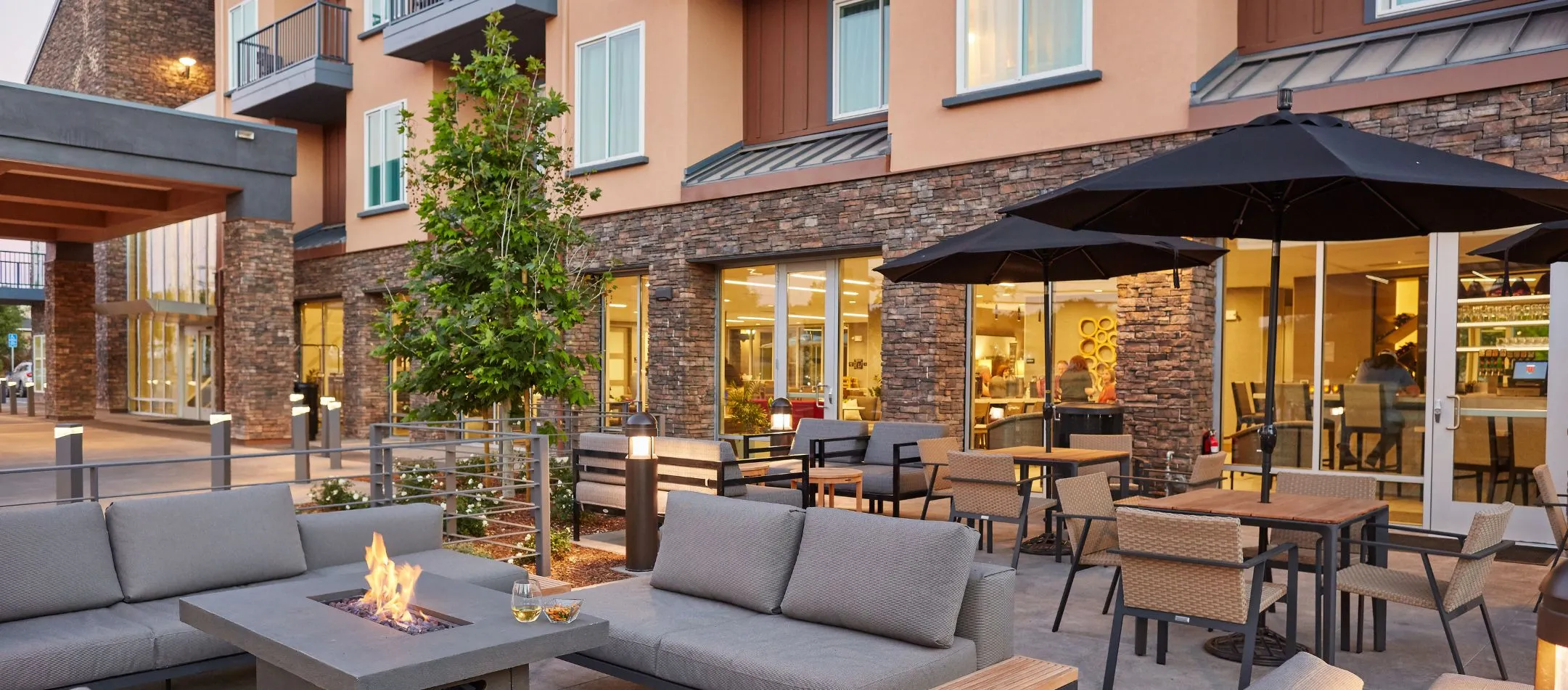A patio at Hotel Trio Healdsburg