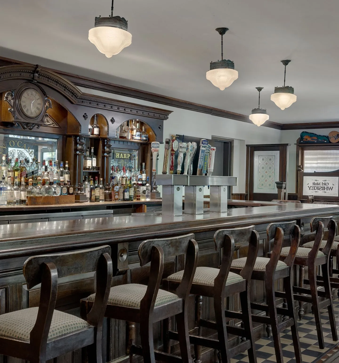 The bar at Sean O’Casey’s Pub